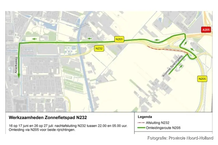 Eenrichtingsverkeer en nachtafsluiting Schipholweg N232
