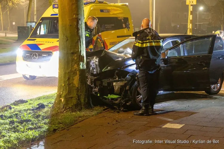 Automobilist verliest macht over het stuur en crasht tegen boom in Hoofddorp