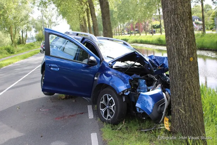 Auto tegen boom gereden op Hoofdweg in Hoofddorp