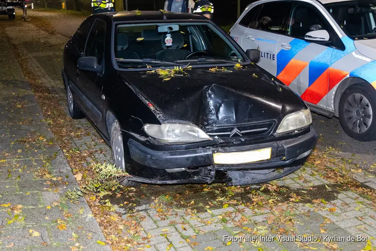 Automobilist rijdt lantaarnpaal uit de grond in Zwanenburg