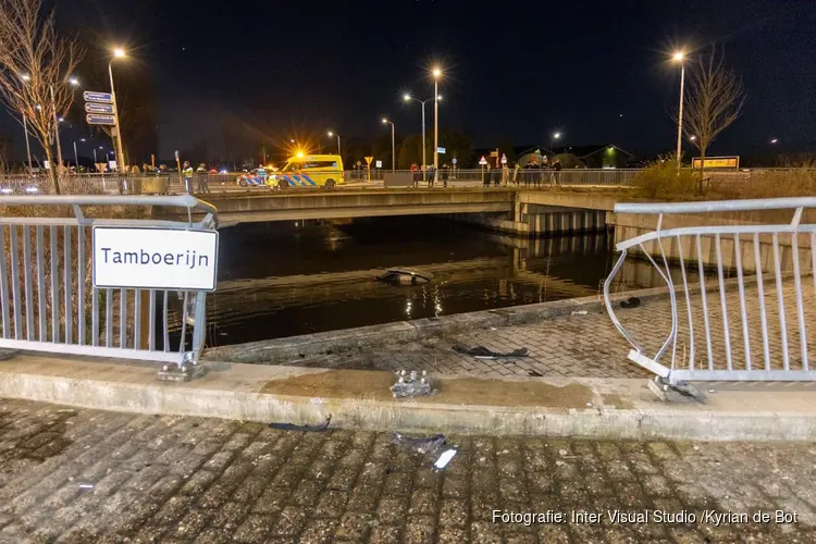 Auto te water gereden in Nieuw-Vennep